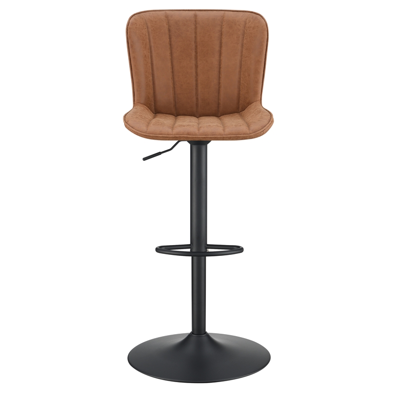 Pemberly Row Adjustable Stool 2-Pack in Sand Brown Faux Leather