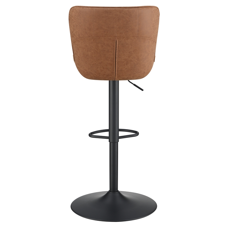 Pemberly Row Adjustable Stool 2-Pack in Sand Brown Faux Leather