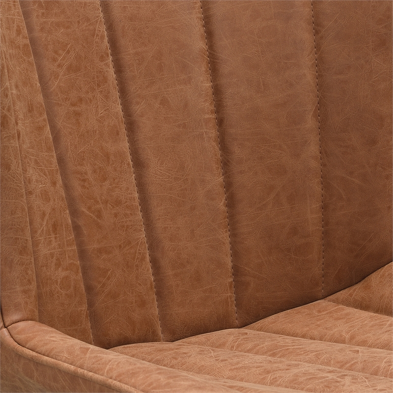 Pemberly Row Adjustable Stool 2-Pack in Sand Brown Faux Leather