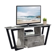 Pemberly Row 60-inch One-Drawer TV Stand with Shelves in Gray Wood Finish
