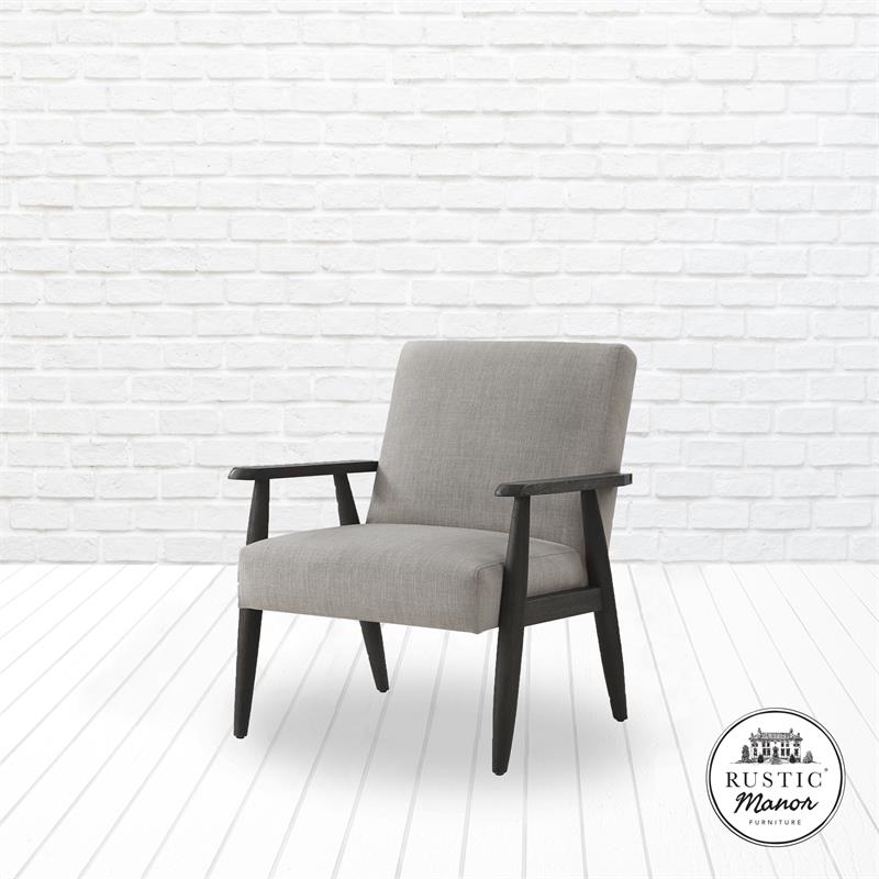 Pemberly Row Armchair Gray/Black Linen Upholstered Square Arms