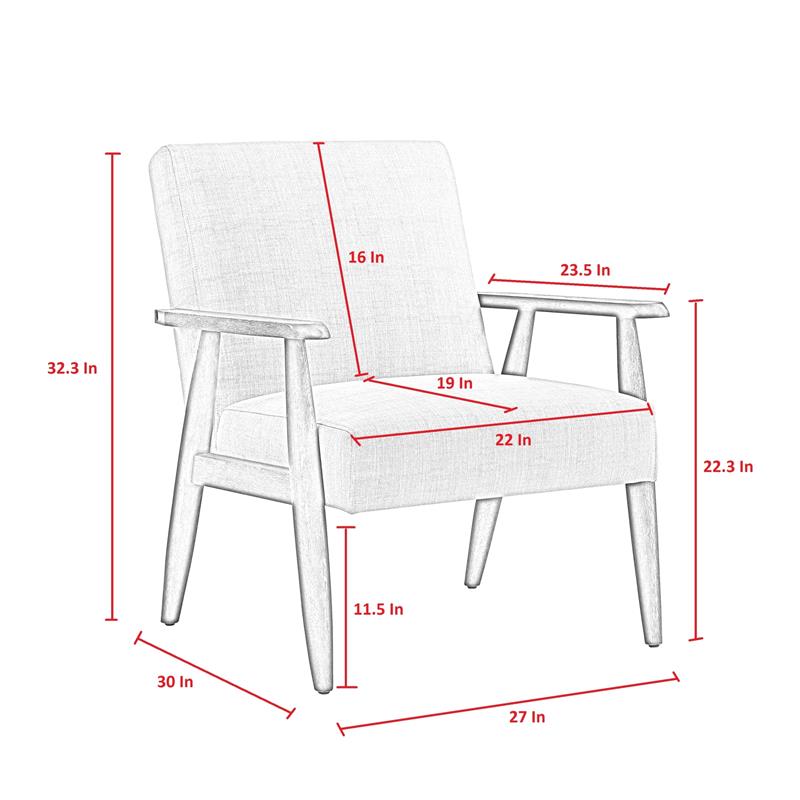 Pemberly Row Armchair Gray/Black Linen Upholstered Square Arms