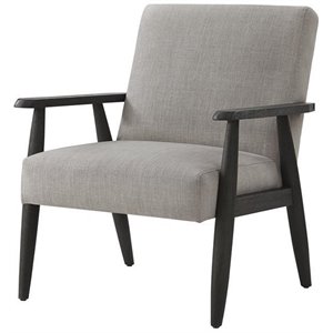 Pemberly Row Armchair Gray/Black Linen Upholstered Square Arms