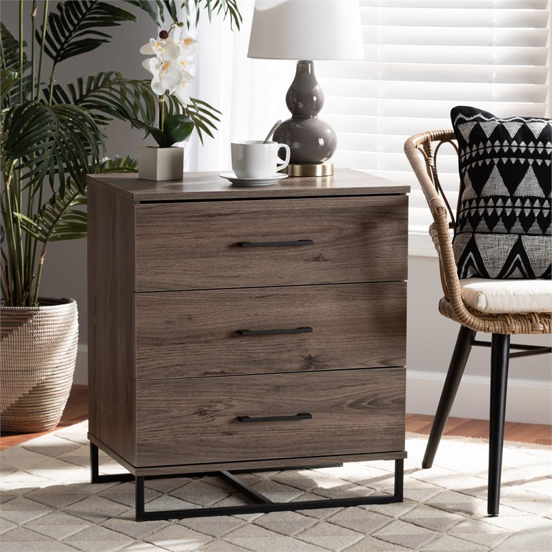 Pemberly Row Rustic Oak Finished Wood 3-Drawer Storage Chest