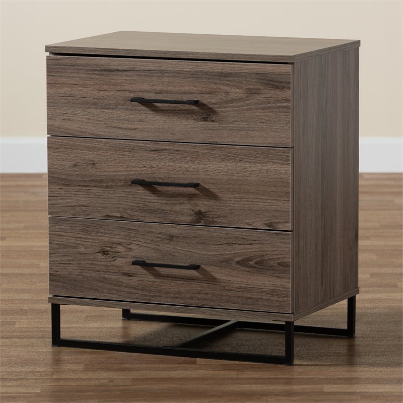 Pemberly Row Rustic Oak Finished Wood 3-Drawer Storage Chest
