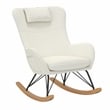 Pemberly Row Cranbrook Rocker Accent Chair with Storage Pockets in White