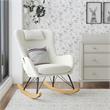 Pemberly Row Cranbrook Rocker Accent Chair with Storage Pockets in White