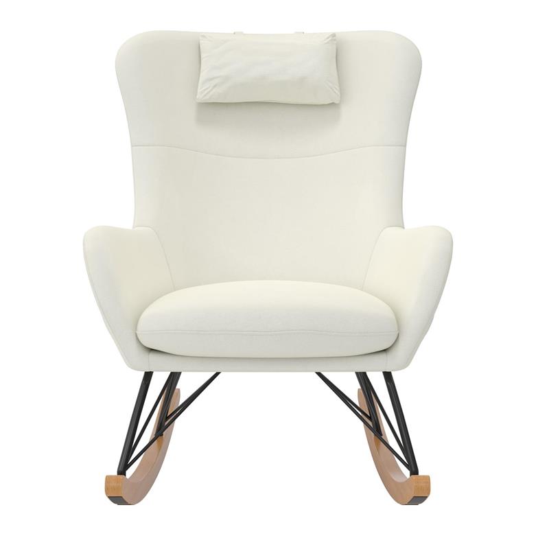 Pemberly Row Cranbrook Rocker Accent Chair with Storage Pockets in White
