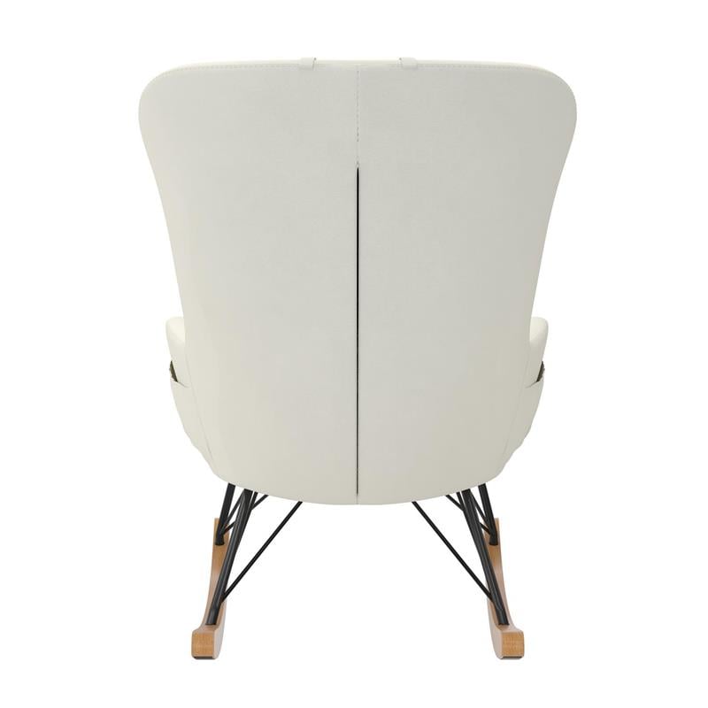 Pemberly Row Cranbrook Rocker Accent Chair with Storage Pockets in White