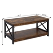 Pemberly Row Coffee Table with Shelf - Nutmeg Wood Finish with Black Metal Frame