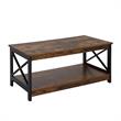 Pemberly Row Coffee Table with Shelf - Nutmeg Wood Finish with Black Metal Frame
