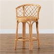 Pemberly Row Modern Bohemian Natural Brown Rattan Counter Stool