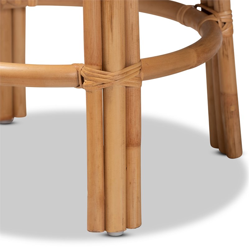 Pemberly Row Modern Bohemian Natural Brown Rattan Counter Stool