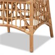Pemberly Row Rose White Fabric Upholstered and Brown Rattan Dining Chair