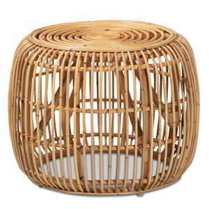 Pemberly Row Contemporary Transitional Brown Rattan End table