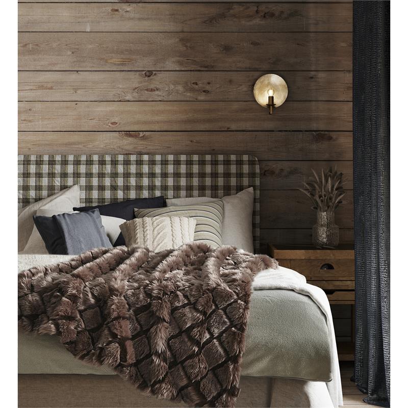 Pemberly Row Throw Brown Acrylic Luxuriously Soft Diamond Geometric Design