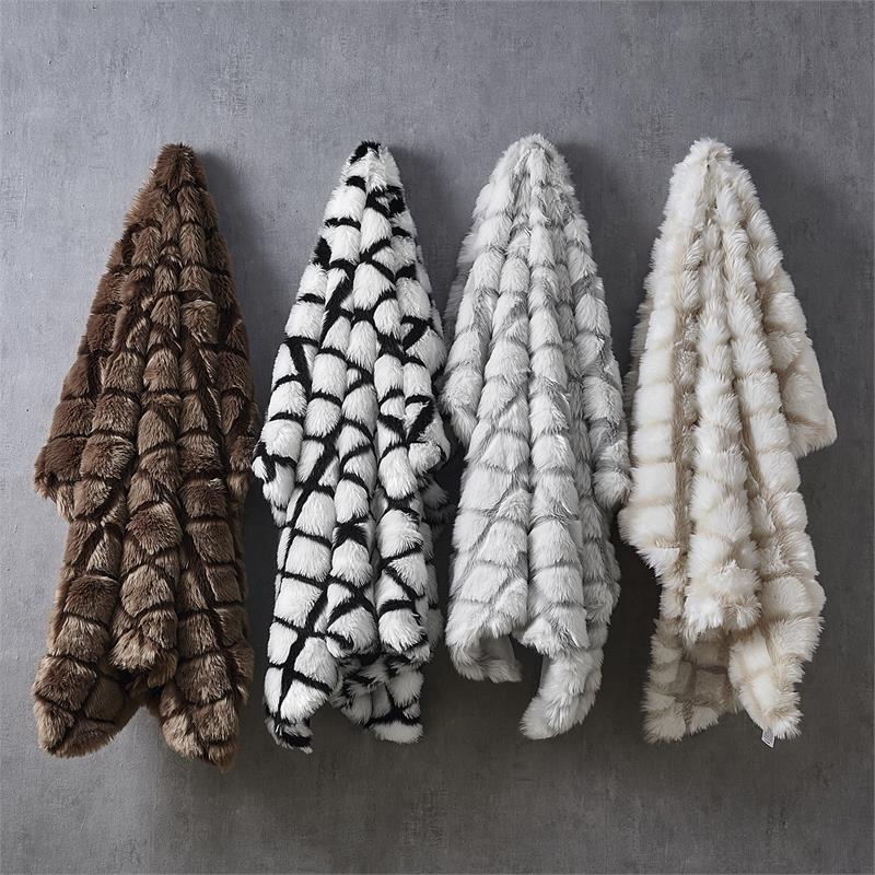 Pemberly Row Throw Brown Acrylic Luxuriously Soft Diamond Geometric Design