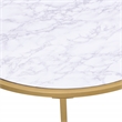 Pemberly Row Faux Marble Top 36 In Round Coffee Table in Gold