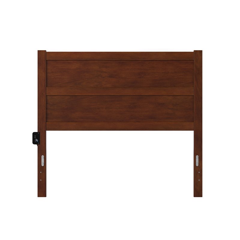 Pemberly Row Solid Wood Full Size Mid-Century Headboard in Walnut