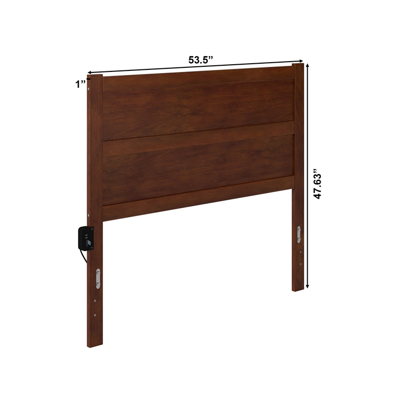 Pemberly Row Solid Wood Full Size Mid-Century Headboard in Walnut