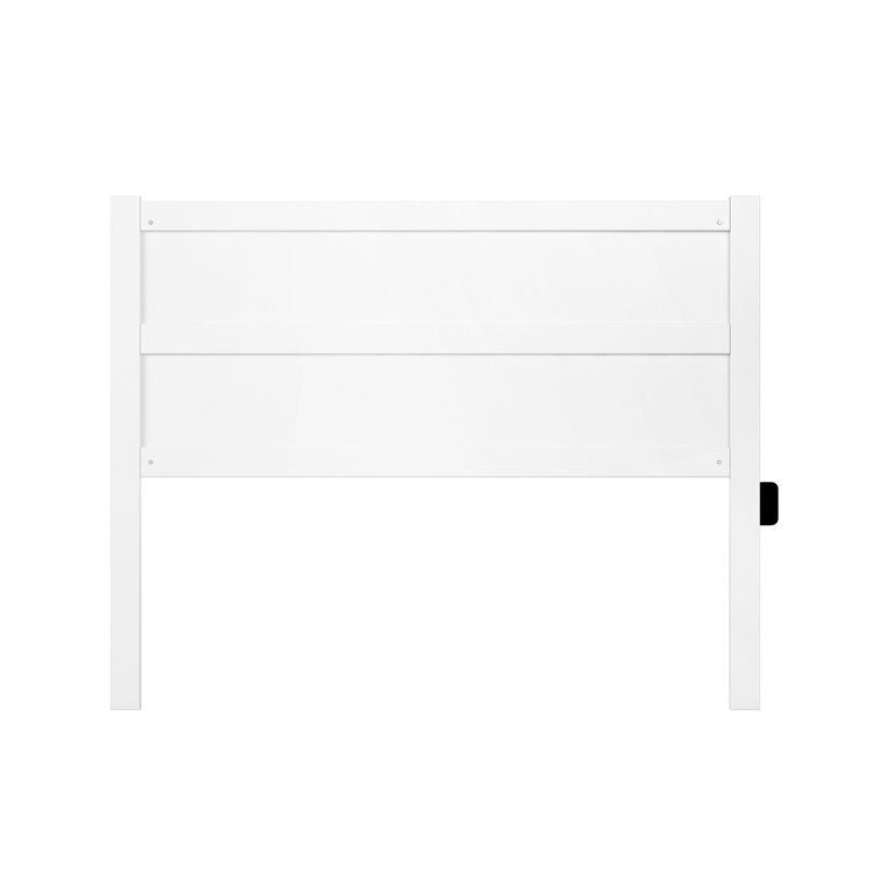 Pemberly Row Solid Wood Queen Size Headboard with USB Charging Station in White