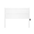 Pemberly Row Solid Wood Queen Size Headboard with USB Charging Station in White