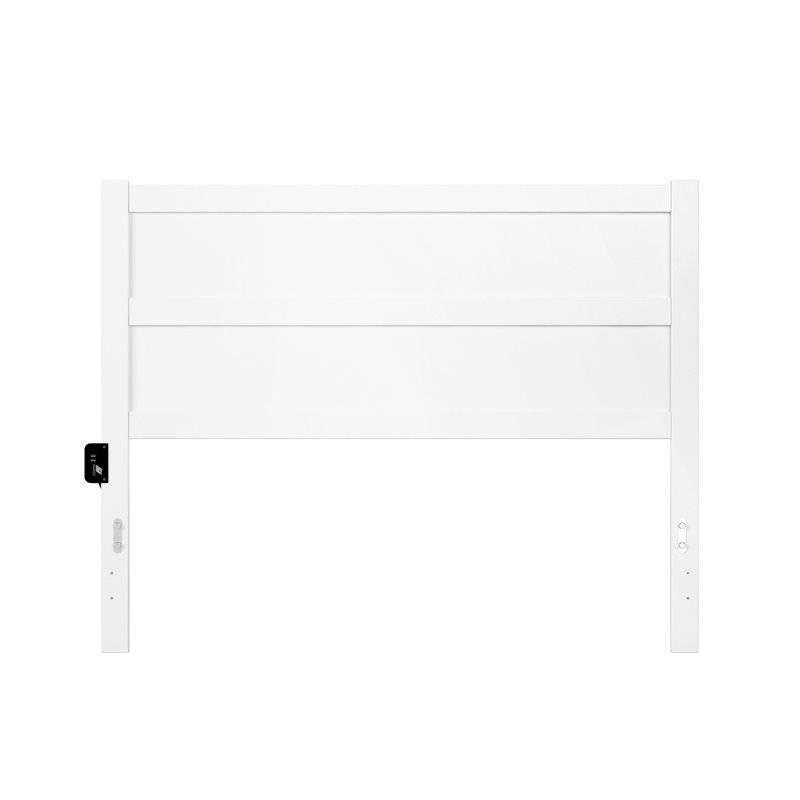 Pemberly Row Solid Wood Queen Size Headboard with USB Charging Station in White