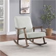 Pemberly Row Rocker in Smoke Ash Fabric with Brushed Brown Finish Frame