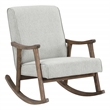 Pemberly Row Rocker in Smoke Ash Fabric with Brushed Brown Finish Frame