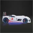 Pemberly Row Plastic Twin Race Car Bed with LED Light in White