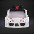 Pemberly Row Plastic Twin Race Car Bed with LED Light in White