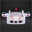 Pemberly Row Plastic Twin Race Car Bed with LED Light in White