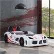 Pemberly Row Plastic Twin Race Car Bed with LED Light in White
