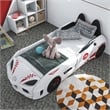 Pemberly Row Plastic Twin Race Car Bed with LED Light in White