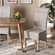 Pemberly Row Transitional Rattan and Natural Brown Wood Dining Chair