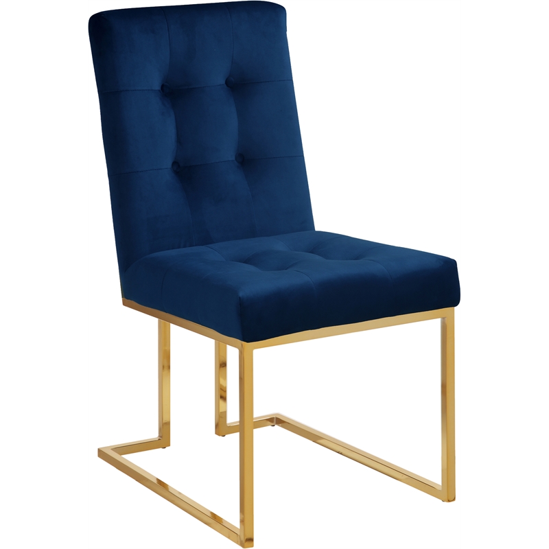 Pemberly Row Contemporary Transitional Navy Velvet Dining Chair