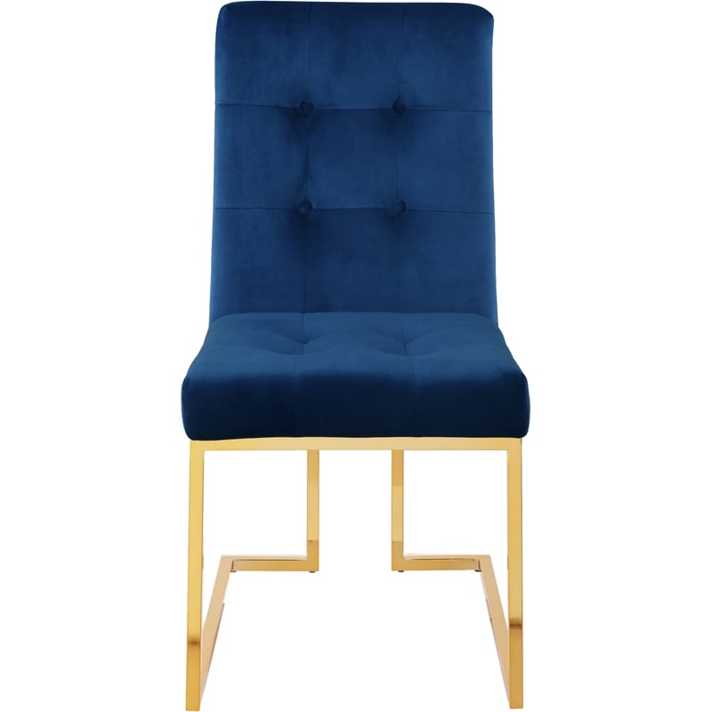 Pemberly Row Contemporary Transitional Navy Velvet Dining Chair