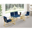 Pemberly Row Contemporary Transitional Navy Velvet Dining Chair