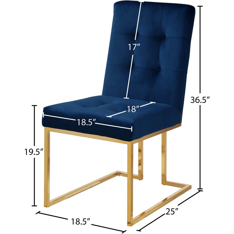 Pemberly Row Contemporary Transitional Navy Velvet Dining Chair