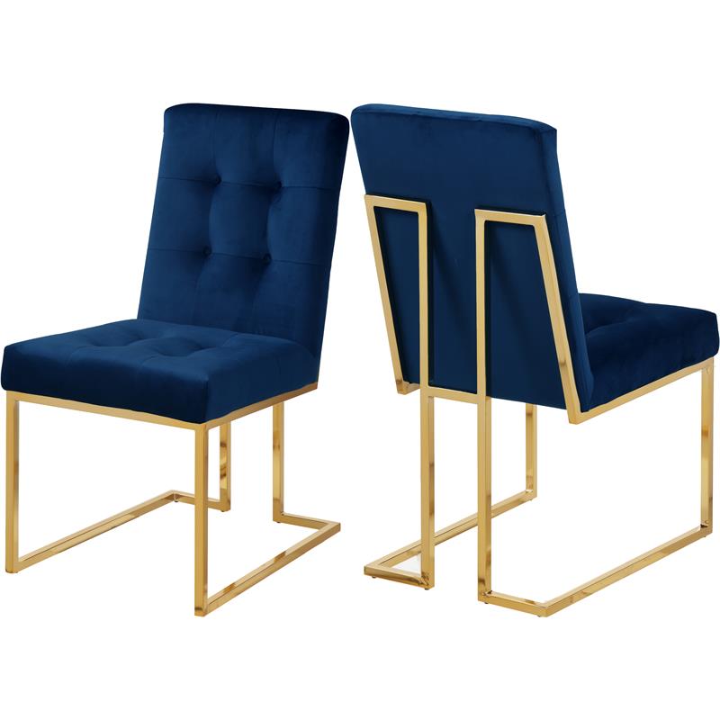 Pemberly Row Contemporary Transitional Navy Velvet Dining Chair