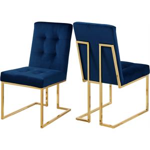 Pemberly Row Contemporary Transitional Navy Velvet Dining Chair