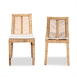 Pemberly Row Modern Bohemian Natural Brown Rattan 2-Piece Dining Chair Set