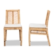 Pemberly Row Modern Bohemian Natural Brown Rattan 2-Piece Dining Chair Set