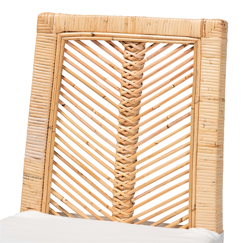 Pemberly Row Modern Bohemian Natural Brown Rattan 2-Piece Dining Chair Set