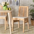 Pemberly Row Modern Bohemian Natural Brown Rattan 2-Piece Dining Chair Set