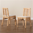Pemberly Row Modern Bohemian Natural Brown Rattan 2-Piece Dining Chair Set