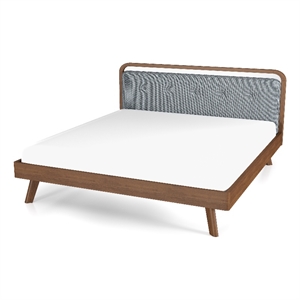 Pemberly Row Fabric Upholstered King Platform Bed in Gray