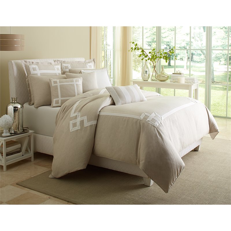 Pemberly Row 9-piece Fabric Queen Comforter Set in Natural/Tan