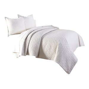 Pemberly Row 3-piece Geometric Fabric Queen Duvet Set in Natural