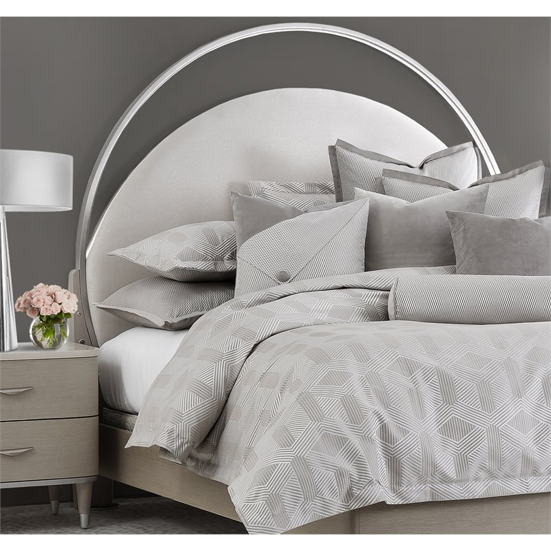 Pemberly Row 10-piece Feather Fill Fabric King Duvet Set in Dove Gray